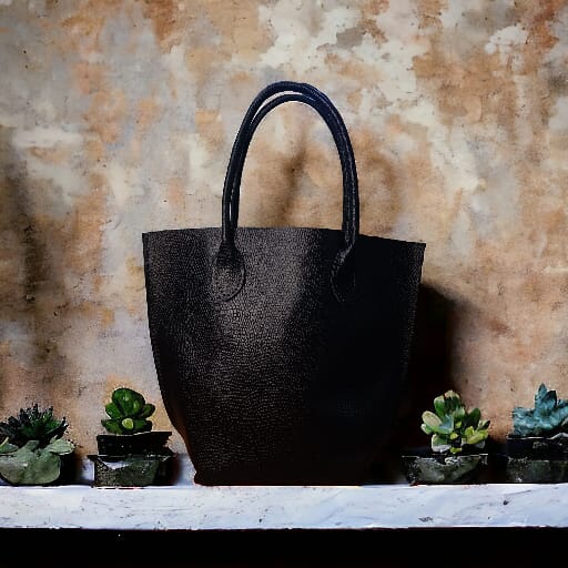 The V Tote / Lizard Pattern / Black - Image 2