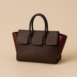 Mini Luxe Handbag / Croc-Pattern / Gray